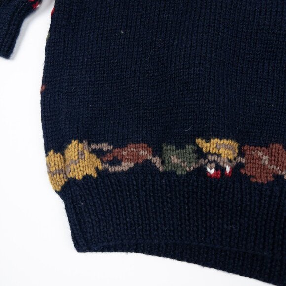 Vintage South Wool Sweater Adult Large Horse Equestrian Hand Knit Uruguay 80s - Picture 8 of 14